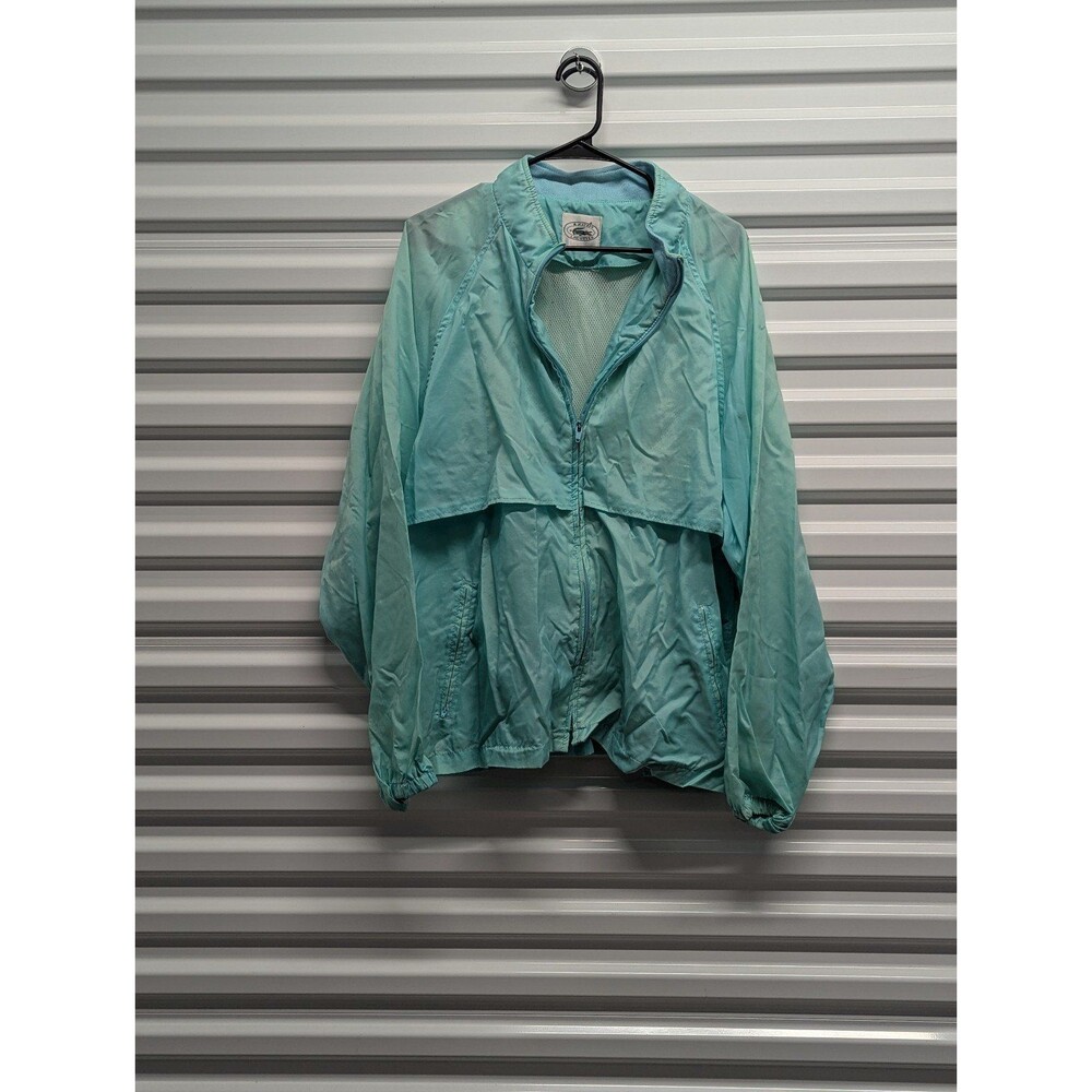 Vintage Nautical Coastal Izod Lacoste L/XL Blue Windbreaker Jacket 90s Y2K Retro